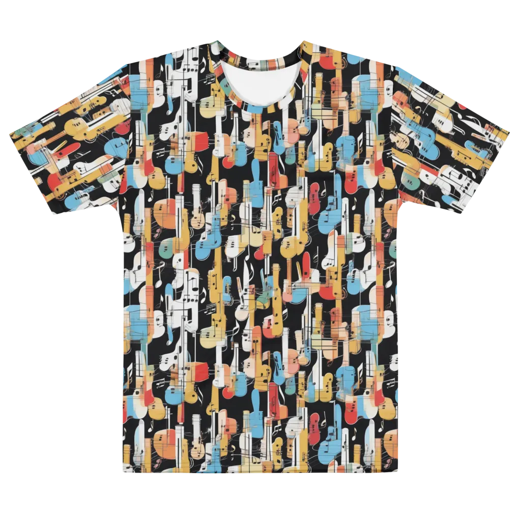 Jazz Mosaic on Men's Cotton Crew Neck T-Shirt — Front