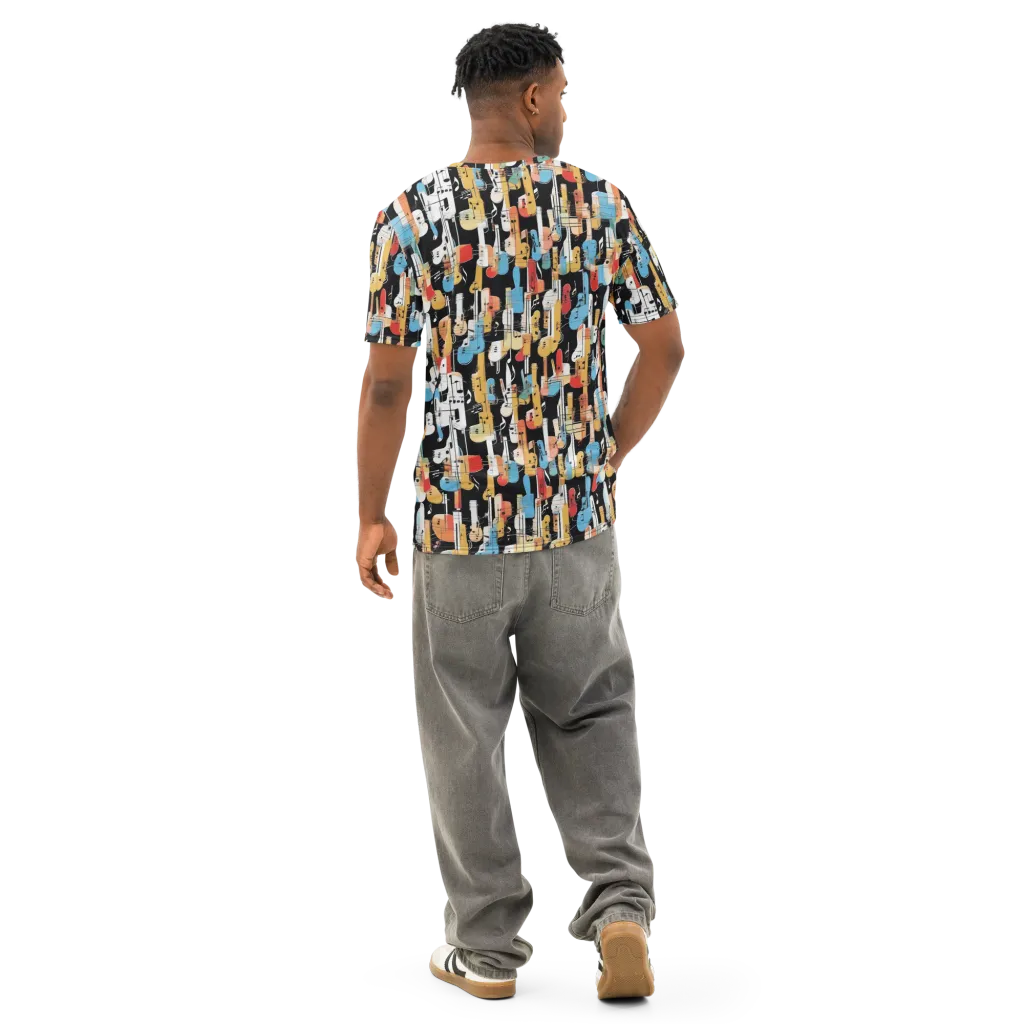 Jazz Mosaic on Men's Cotton Crew Neck T-Shirt — Back