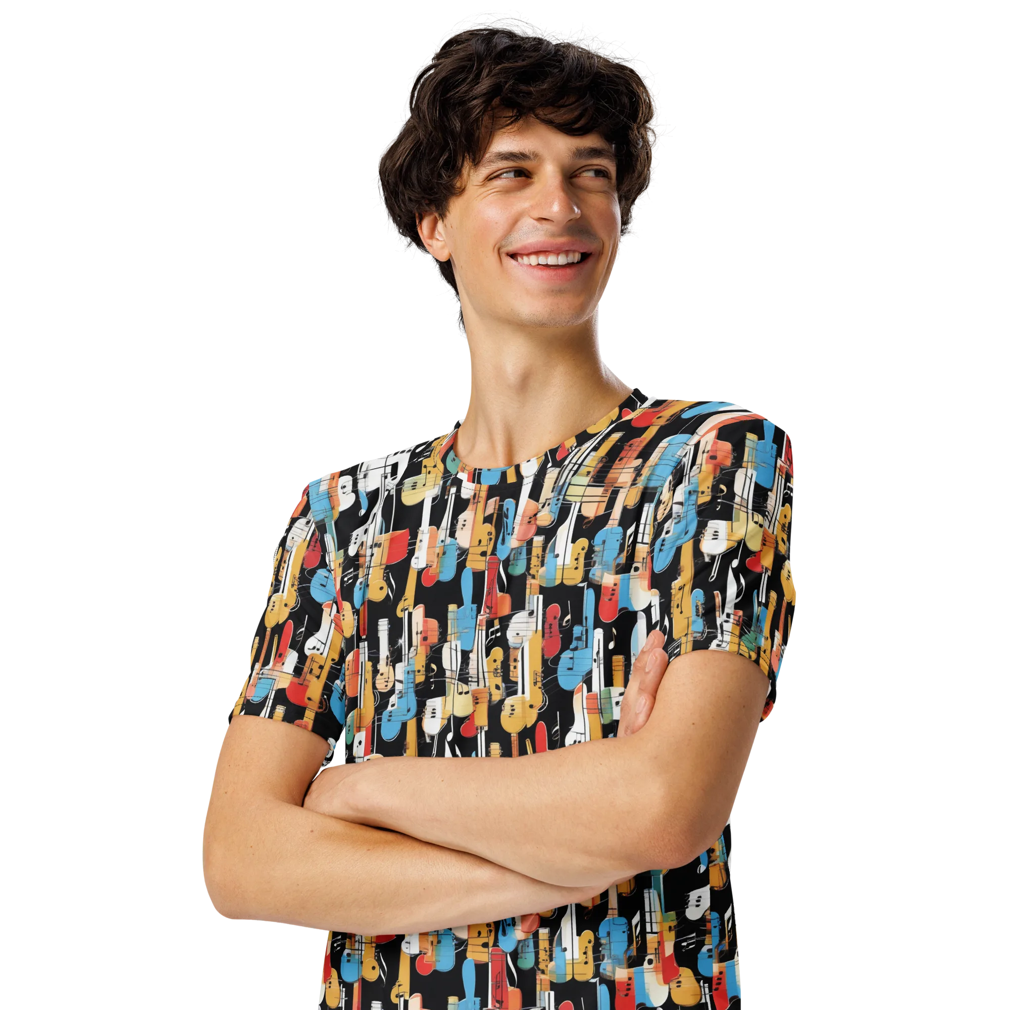 Jazz Mosaic on Men's Crew Neck T-Shirt — Left Front