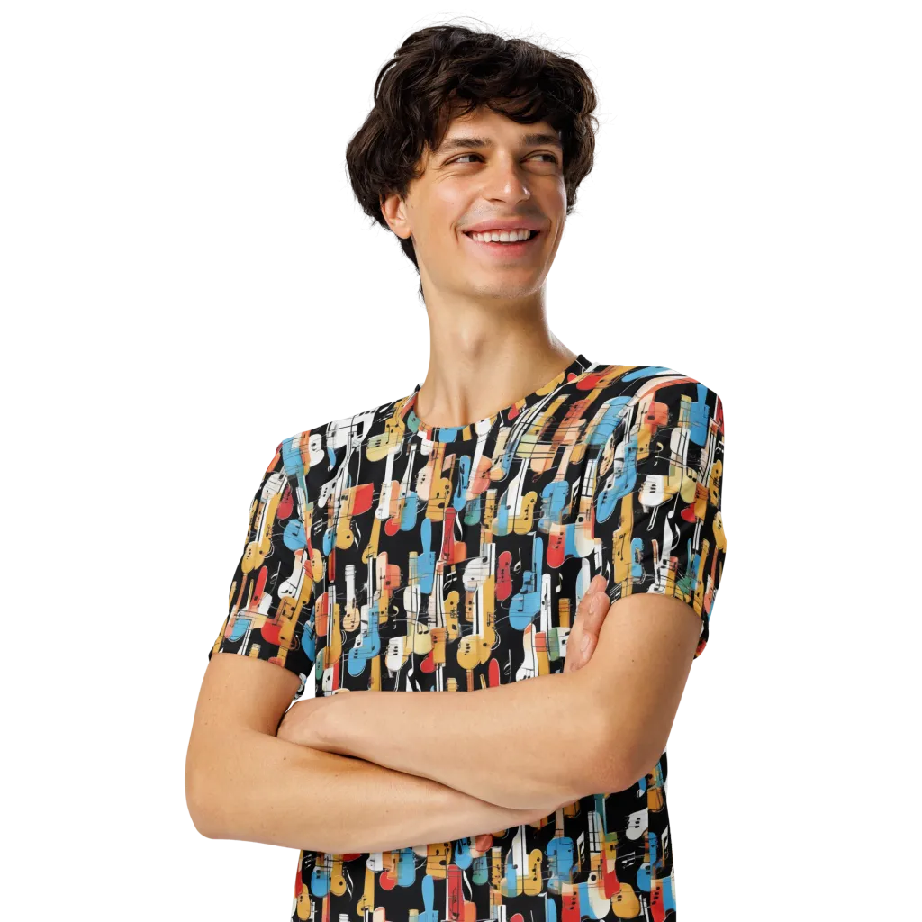 Jazz Mosaic on Men's Crew Neck T-Shirt — Left Front