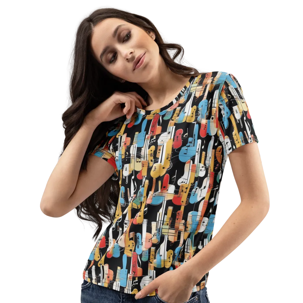Jazz Mosaic on Women's Crew Neck T-Shirt — Left Front