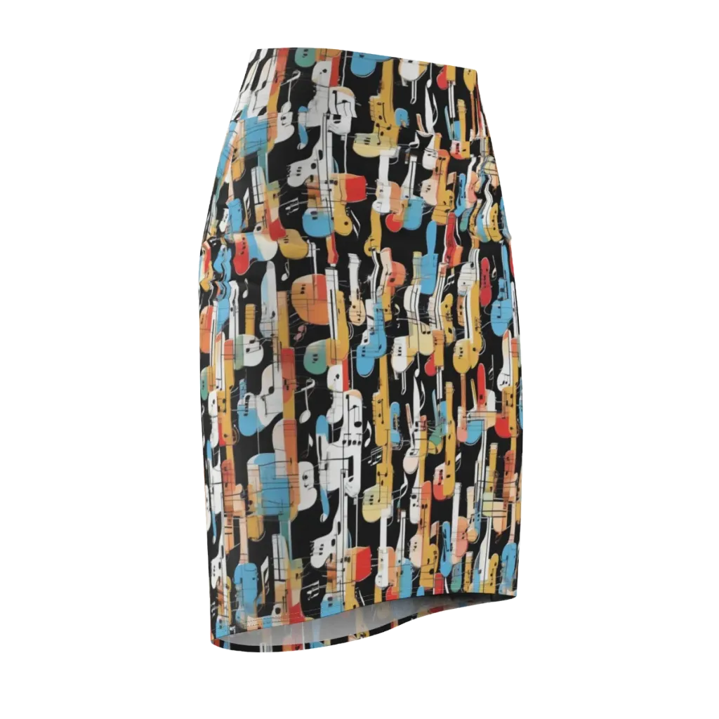 Jazz Mosaic on Pencil Skirt — Front Side