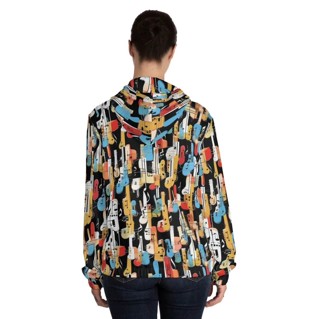 Jazz Mosaic on Women's Full-Zip Hoodie — Back On Person