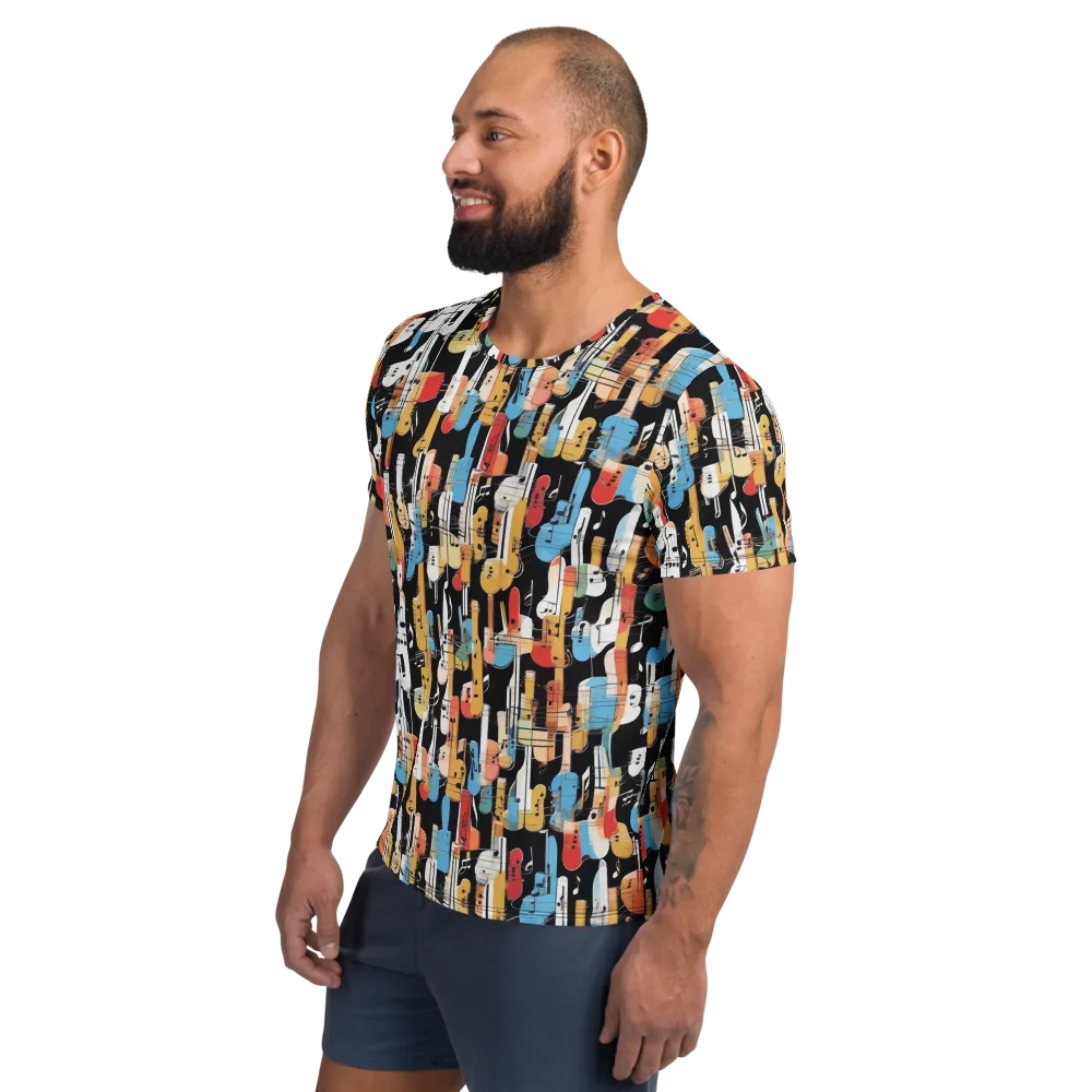 Jazz Mosaic on Men's Athletic T-Shirt — Left