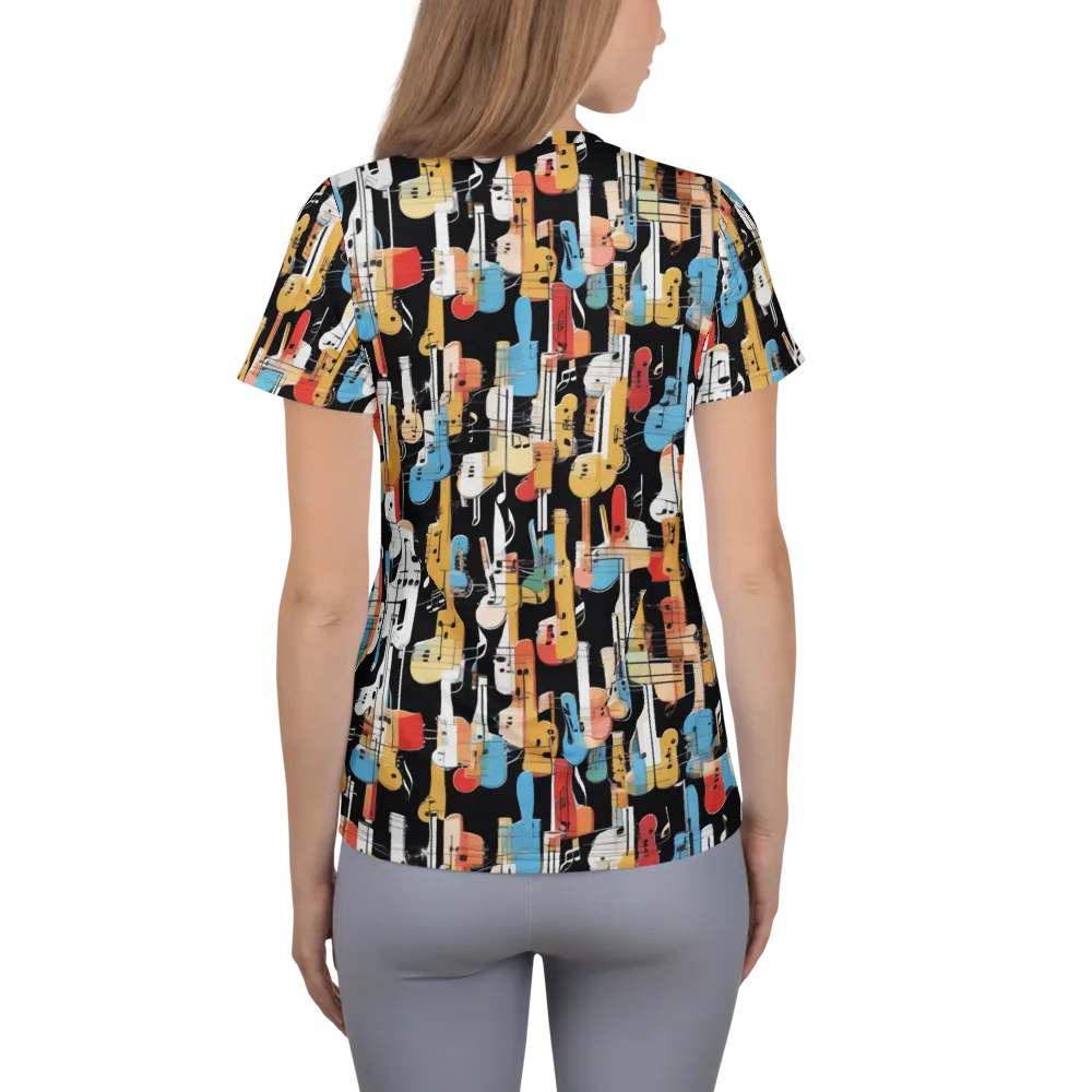 Jazz Mosaic on Women's Athletic T-Shirt — Back