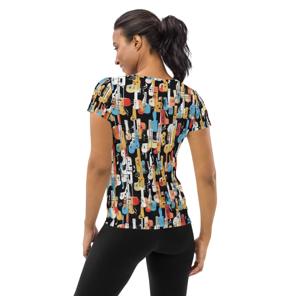 Jazz Mosaic on Women's Athletic T-Shirt — Back