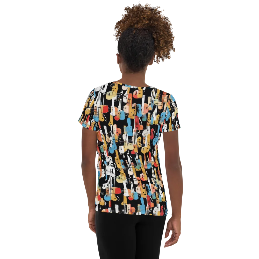 Jazz Mosaic on Women's Athletic T-Shirt — Back