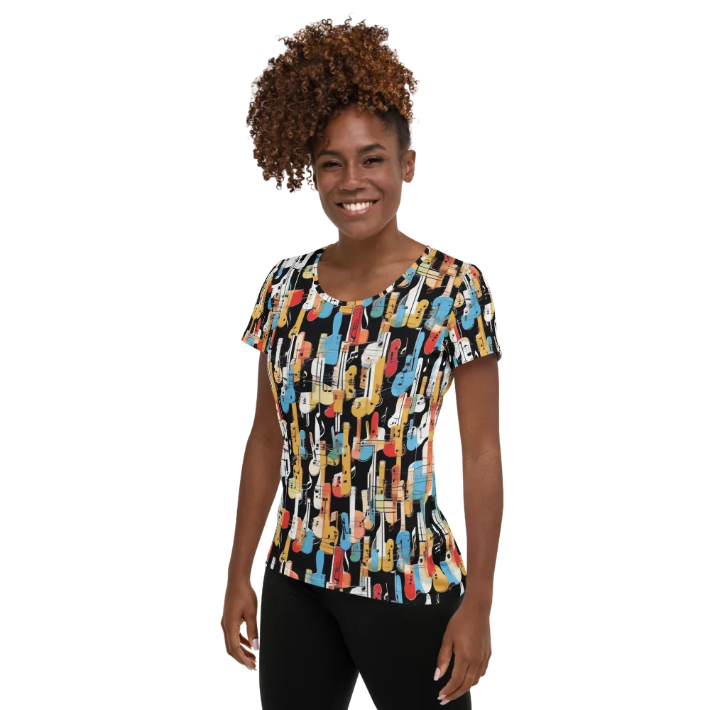 Jazz Mosaic on Women's Athletic T-Shirt — Left