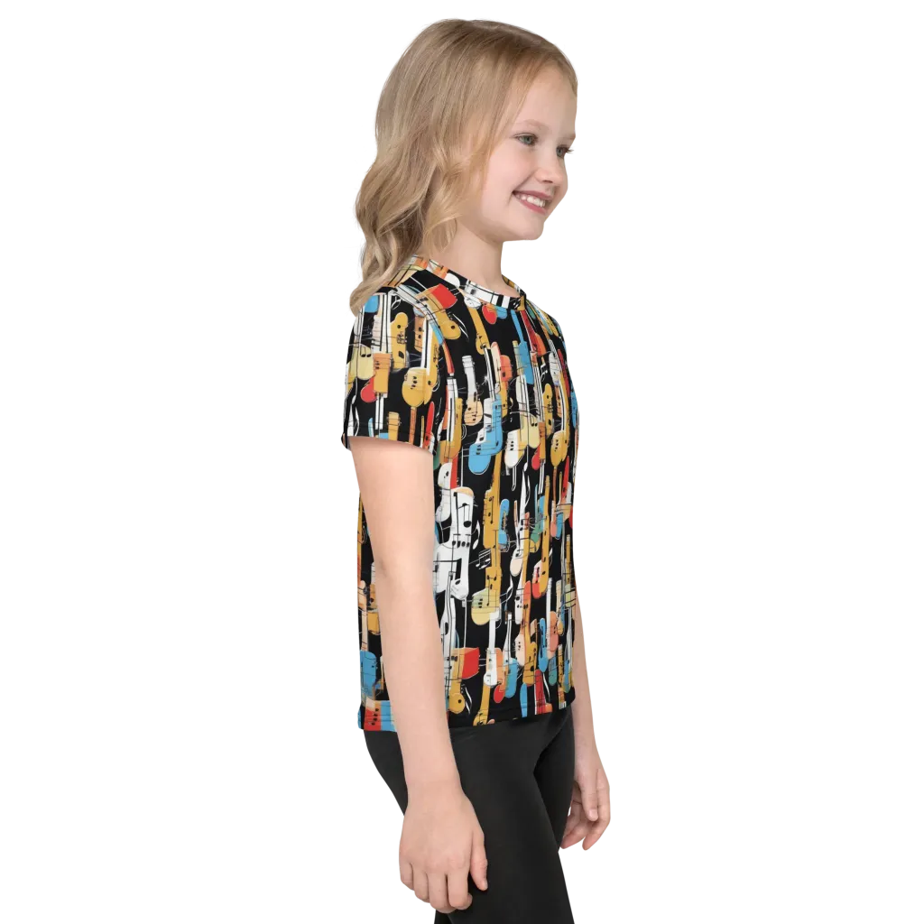 Jazz Mosaic on Kids Crew Neck T-Shirt — Right