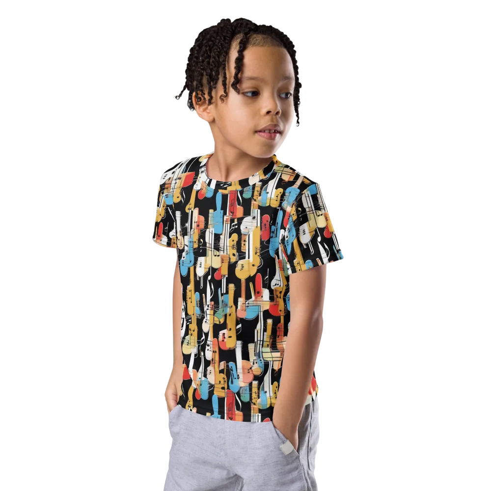 Jazz Mosaic on Kids Crew Neck T-Shirt — Left Front
