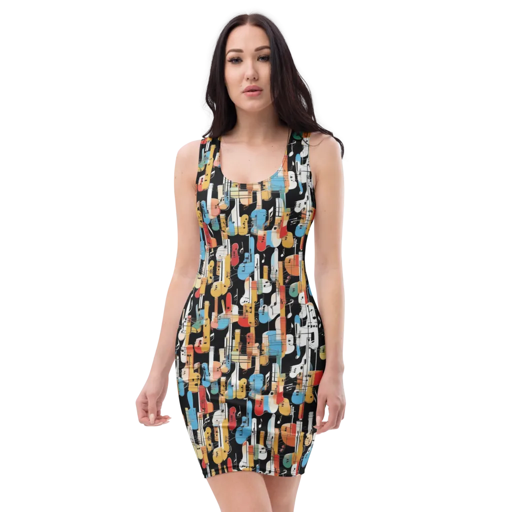 Jazz Mosaic on Bodycon Dress — Front