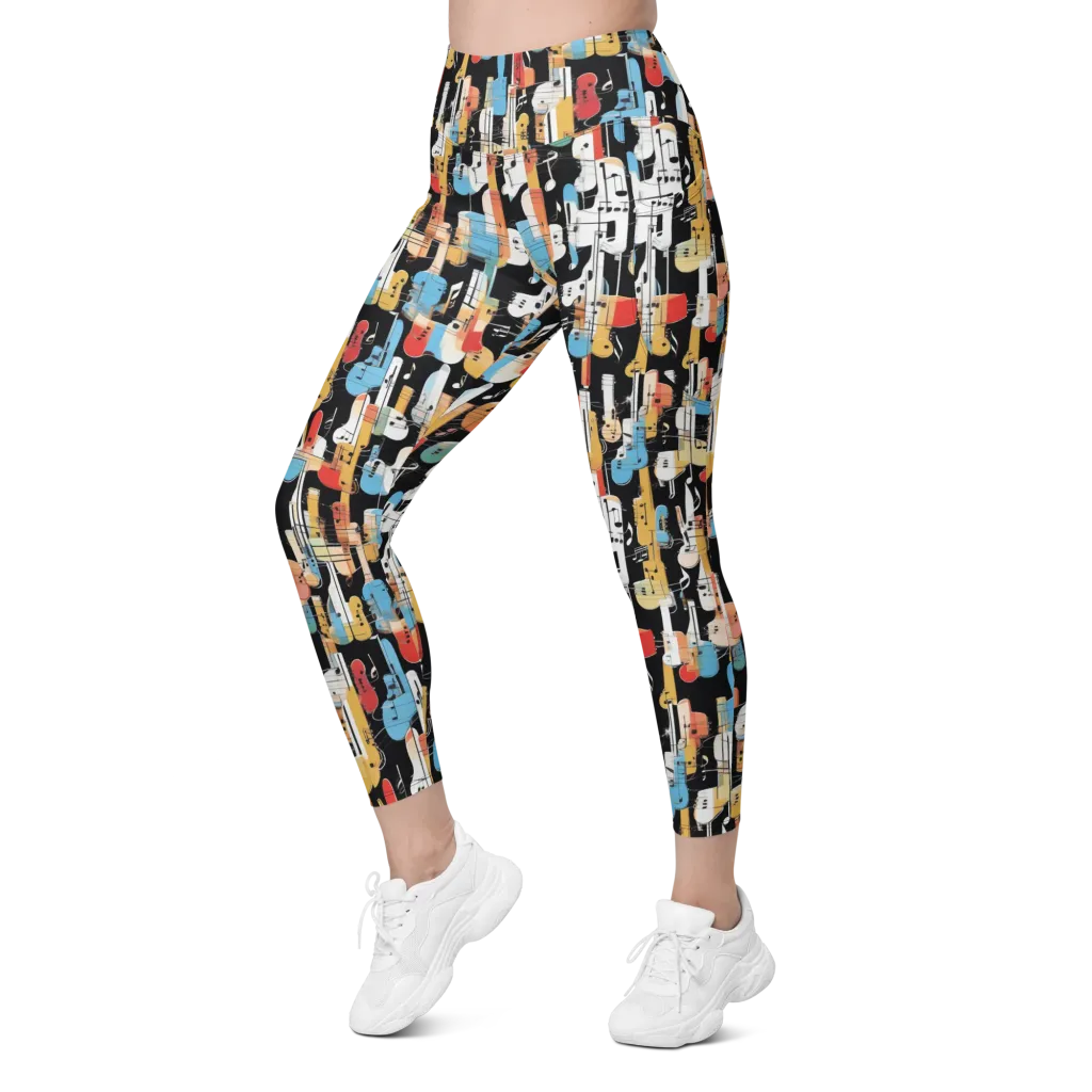 Jazz Mosaic on Leggings with Pockets — Left Front
