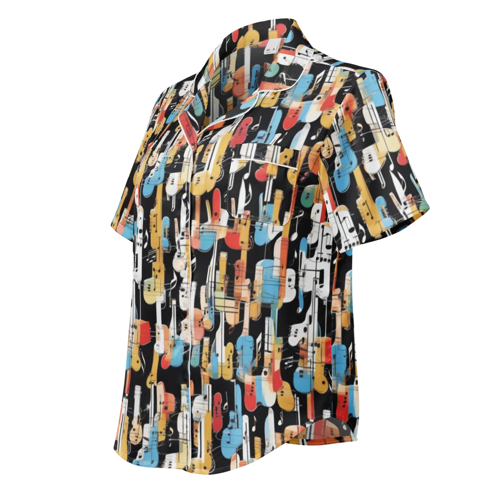 Jazz Mosaic on Women's Short Sleeve Pajama Top — Left Front
