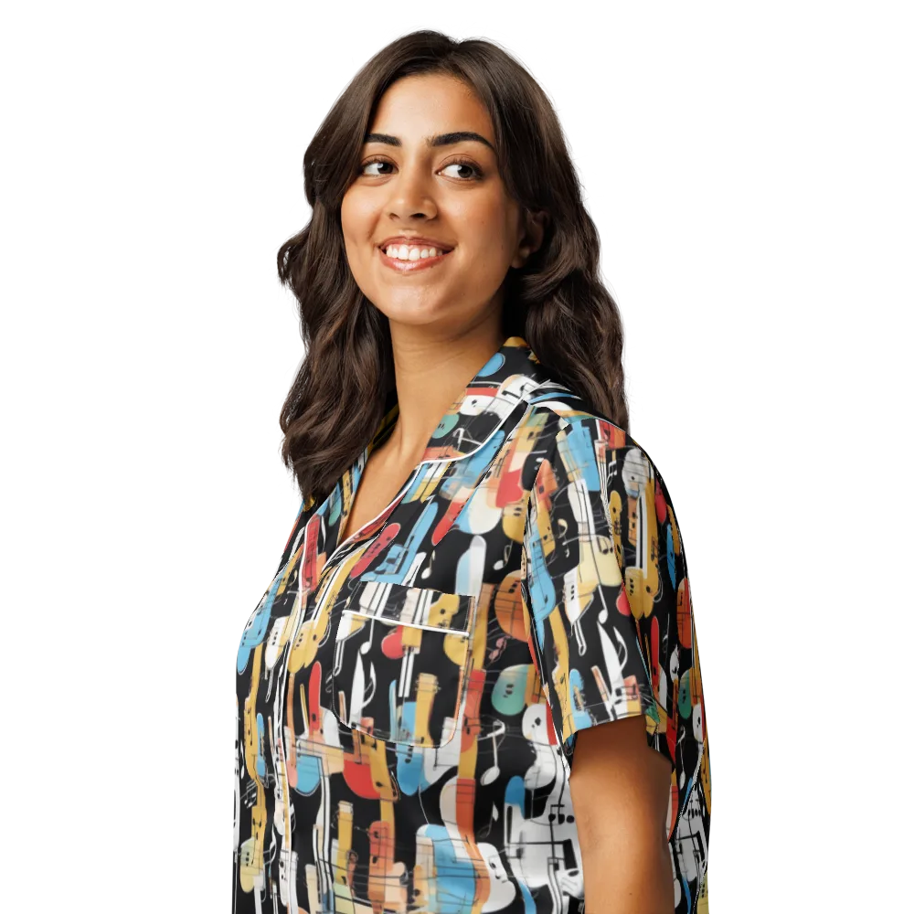 Jazz Mosaic on Women's Short Sleeve Pajama Top — Left Front