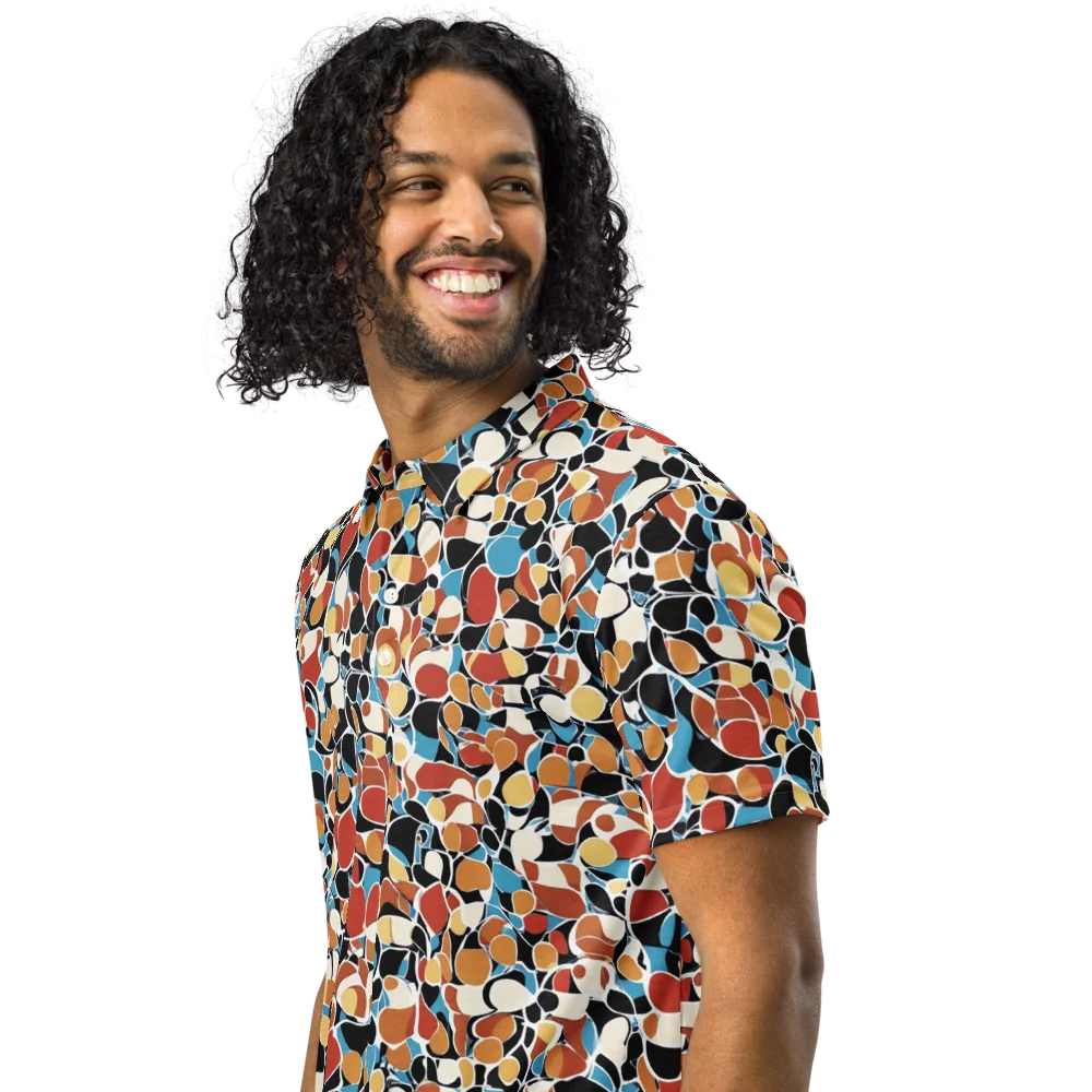 Terrazzo Pulse on Men's Slim Fit Polo Shirt — Left Front