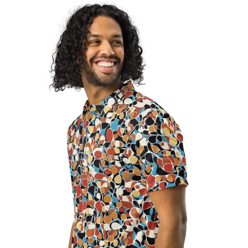 Terrazzo Pulse on a Men's Slim Fit Polo Shirt