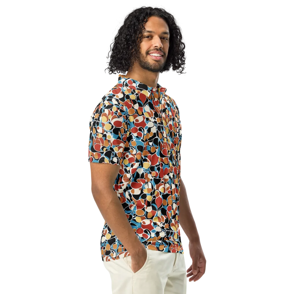 Terrazzo Pulse on Men's Slim Fit Polo Shirt — Right Front