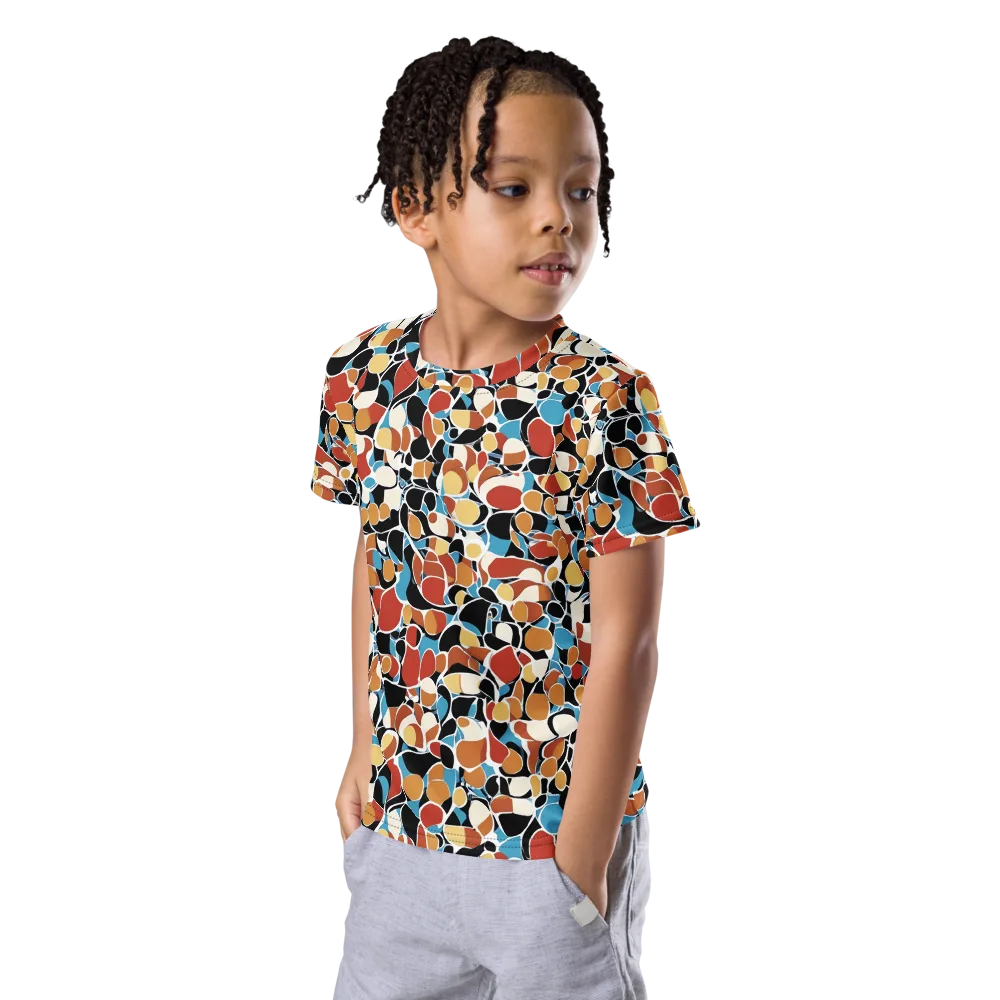 Terrazzo Pulse on Kids Crew Neck T-Shirt — Left Front