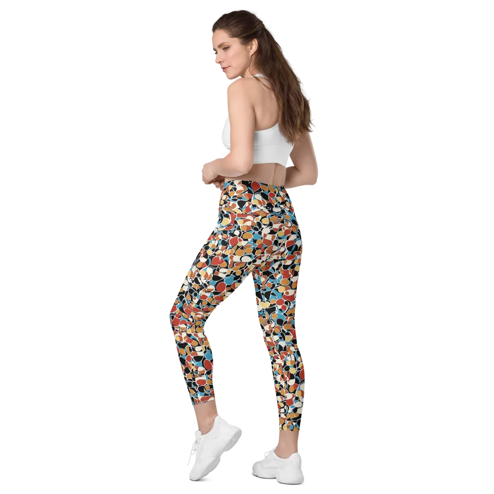 Terrazzo Pulse on Leggings with Pockets — Left Back