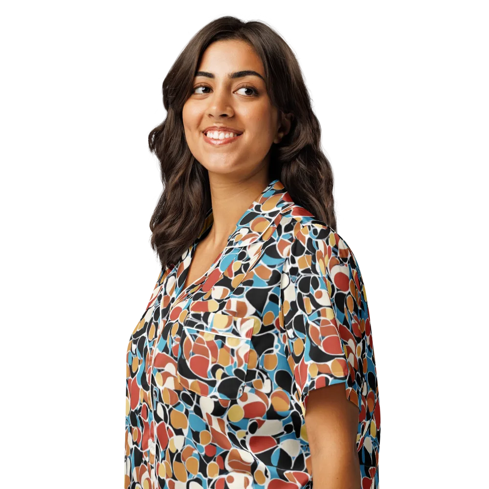 Terrazzo Pulse on Women's Short Sleeve Pajama Top — Left Front