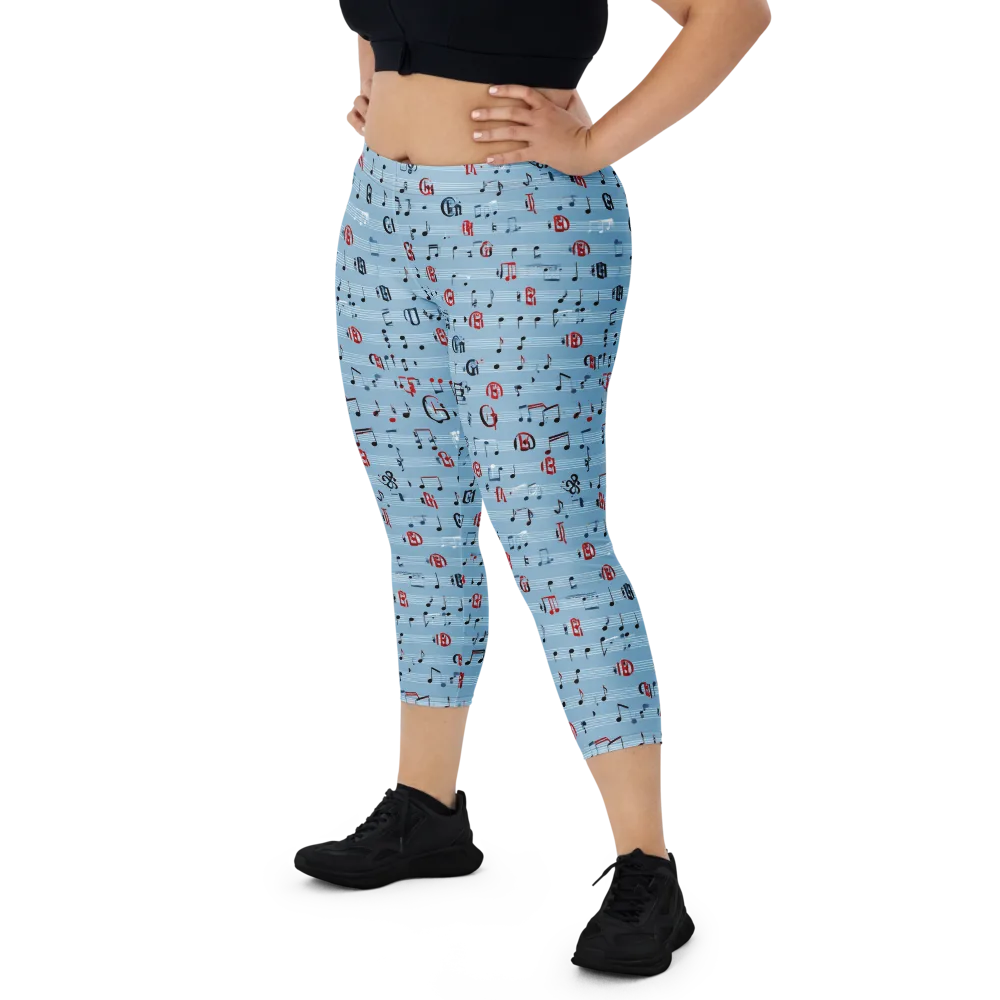 Blue Note Ballet on Capri Leggings — Front