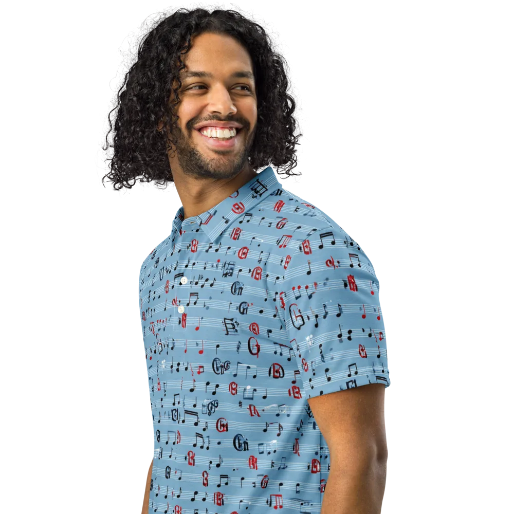 Blue Note Ballet on Men's Slim Fit Polo Shirt — Left Front