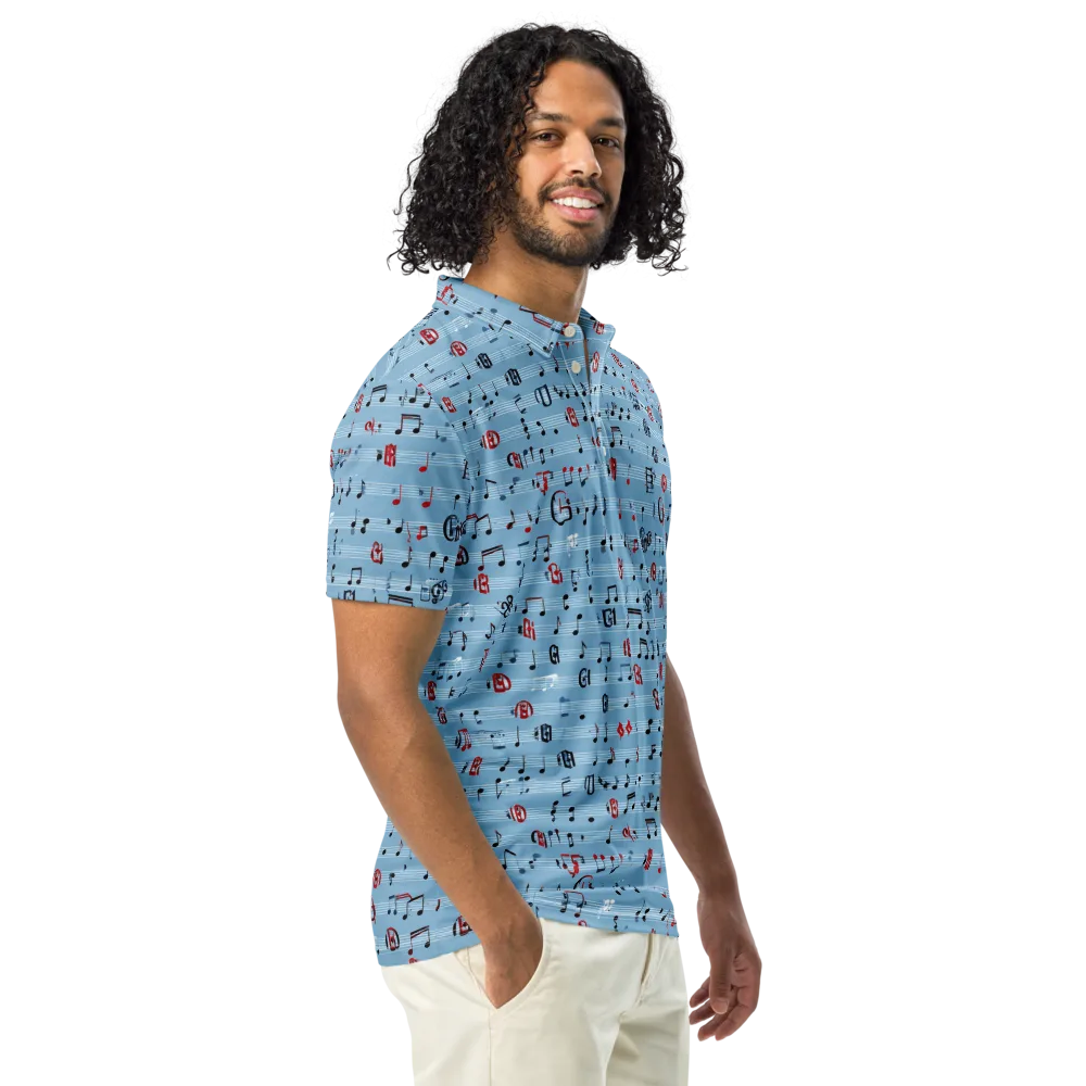 Blue Note Ballet on Men's Slim Fit Polo Shirt — Right Front
