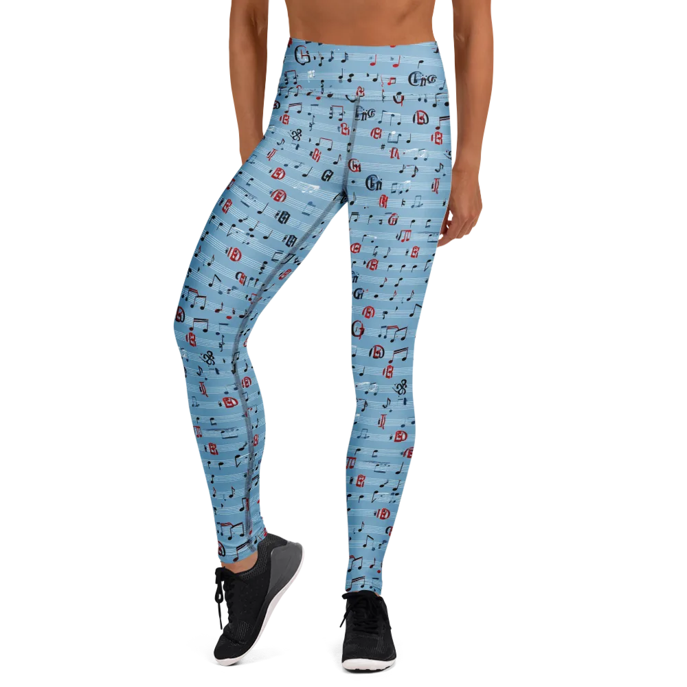 Blue Note Ballet on Yoga Leggings — Front