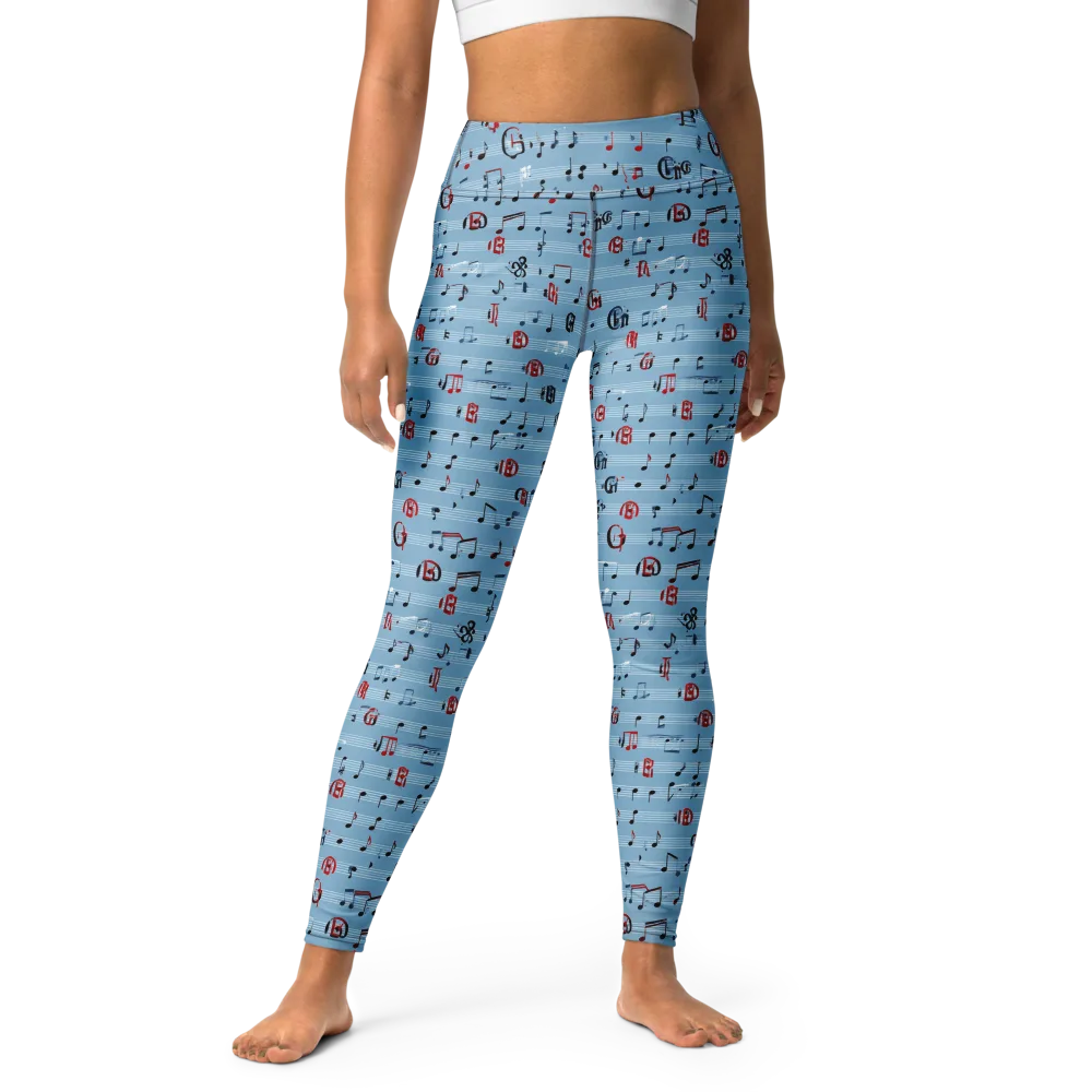 Blue Note Ballet on Yoga Leggings — Front