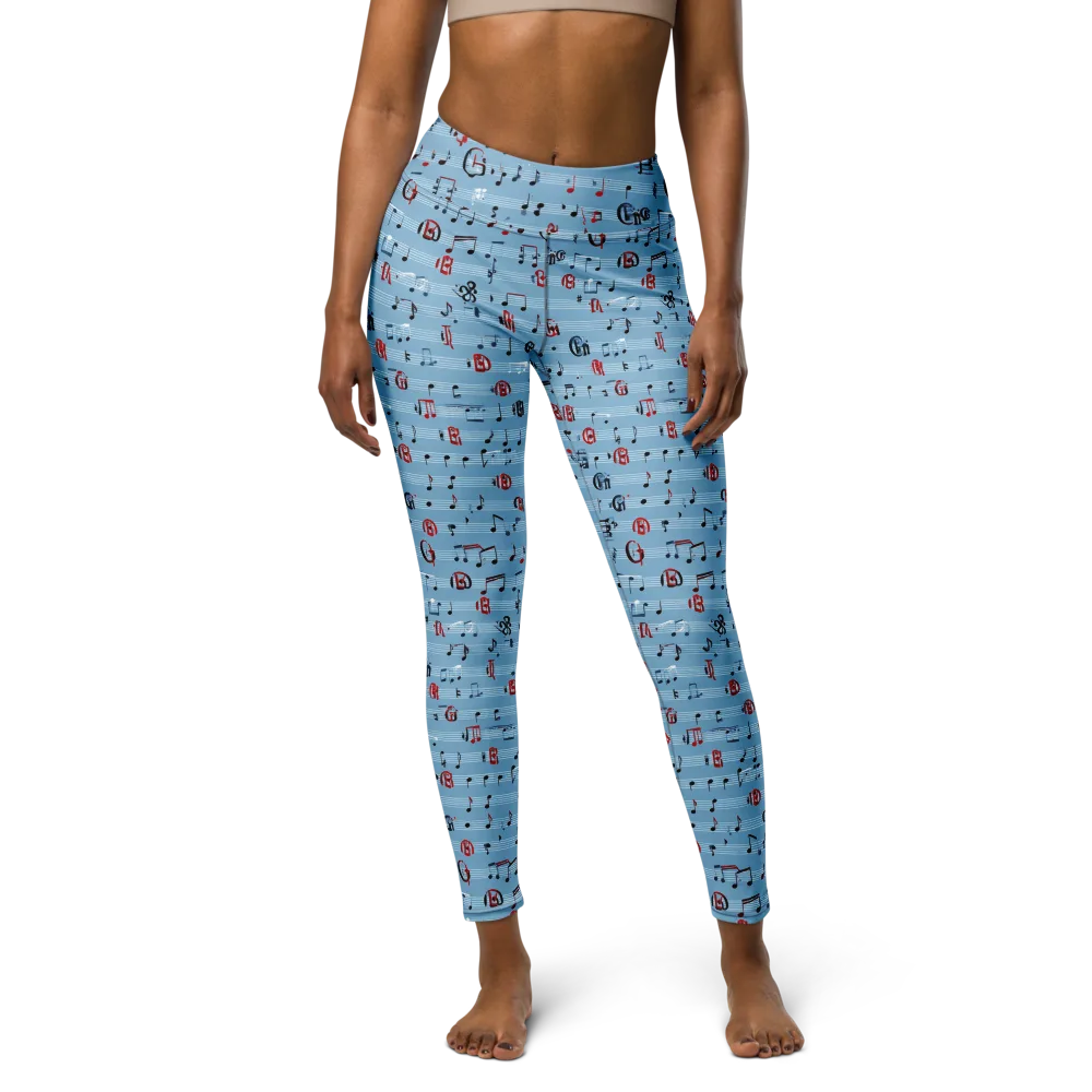 Blue Note Ballet on Yoga Leggings — Front