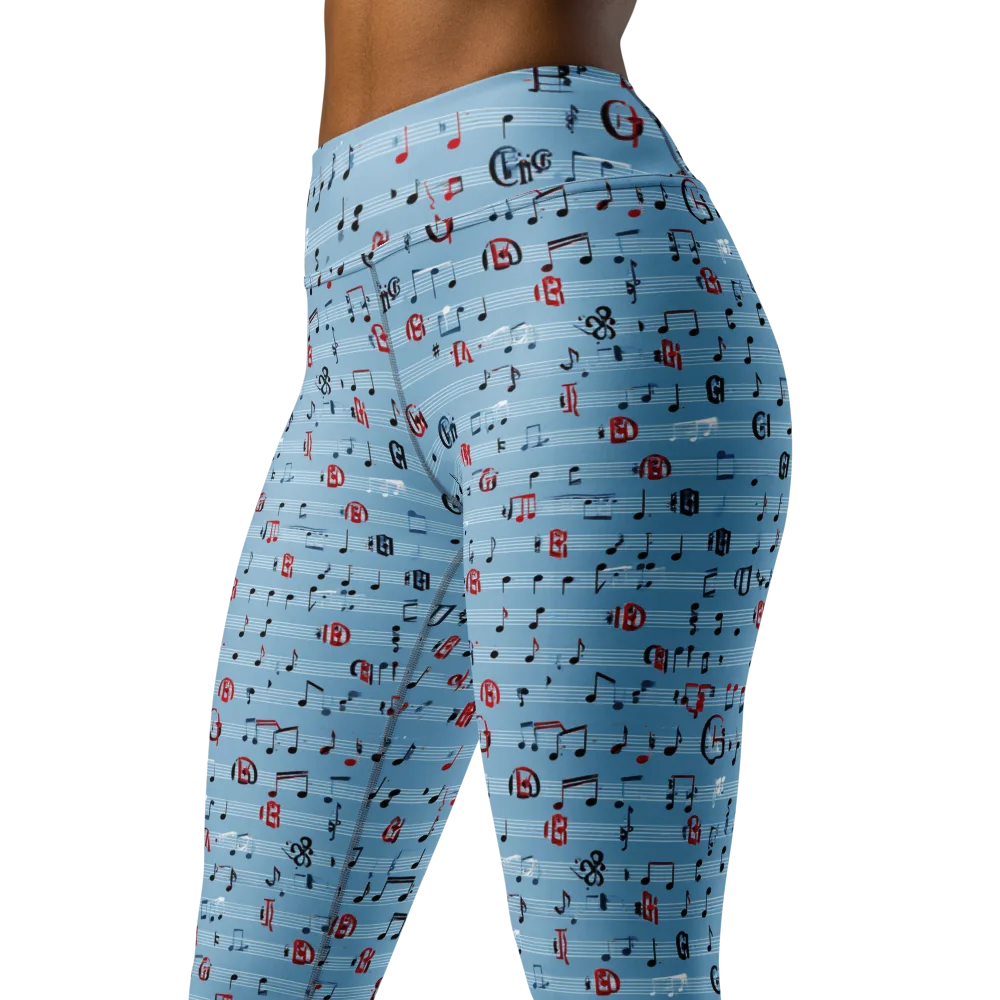 Blue Note Ballet on Yoga Leggings — Left Front