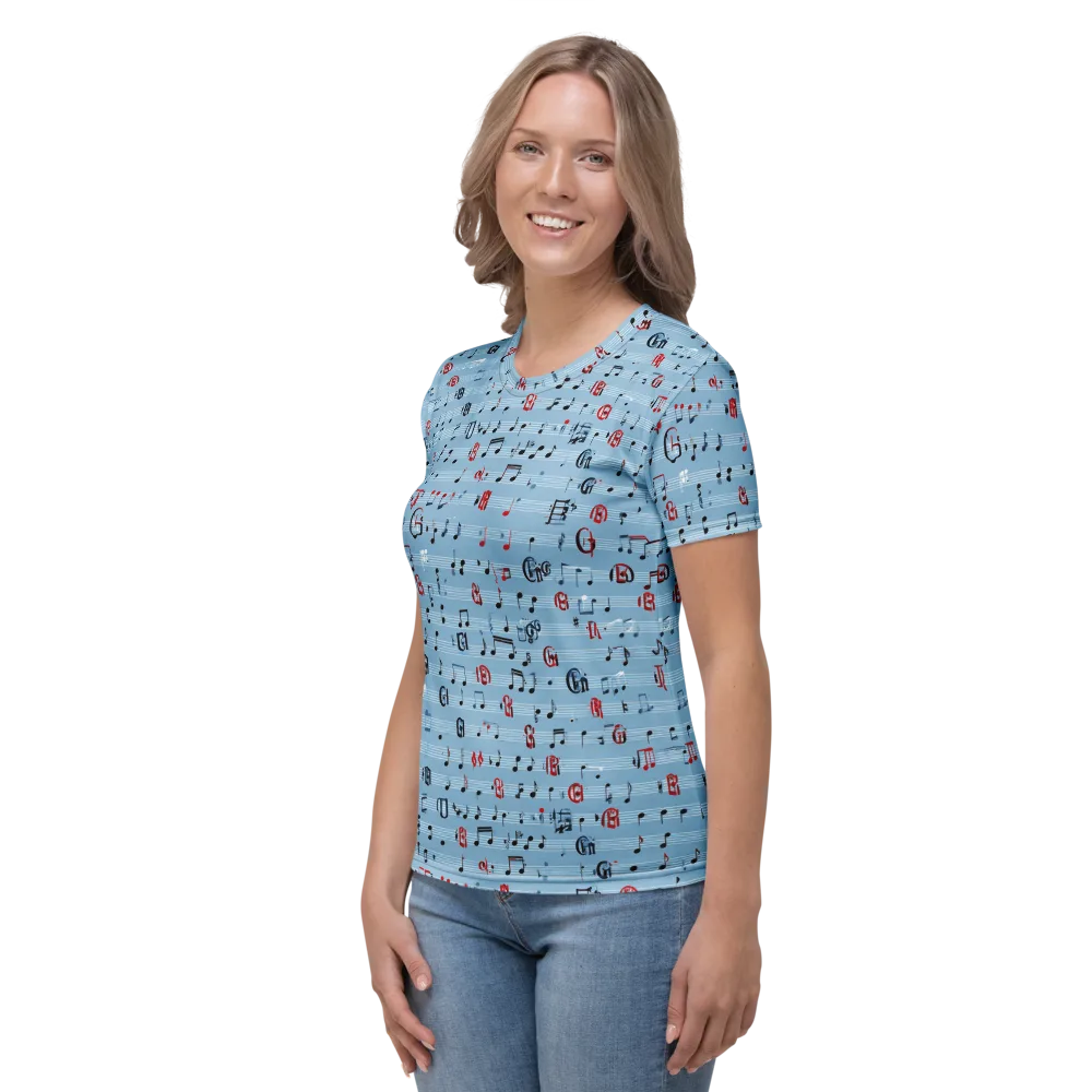 Blue Note Ballet on Women's Crew Neck T-Shirt — Left