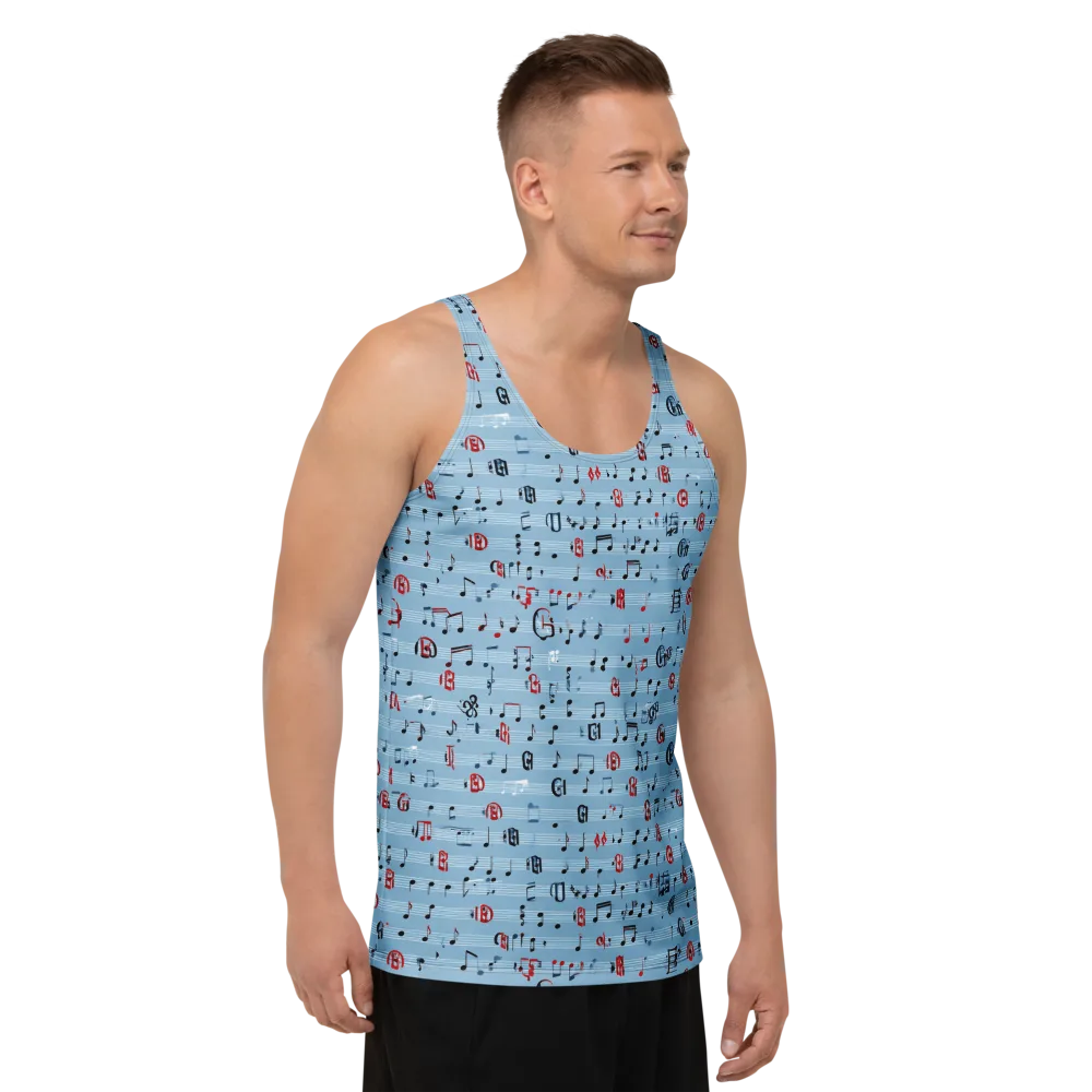 Blue Note Ballet on Men's Tank Top — Right Front