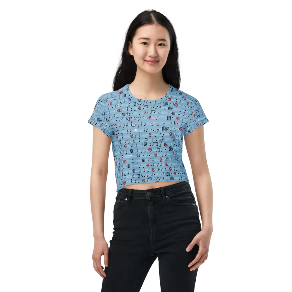 Blue Note Ballet on Crop Tee — Front