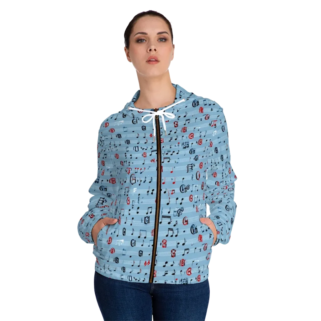 Blue Note Ballet on Women's Full-Zip Hoodie — Front On Person
