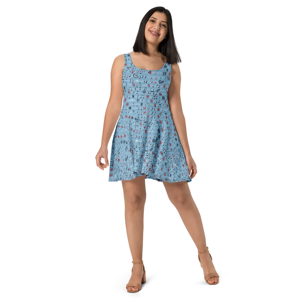 Blue Note Ballet on Skater Dress — Front