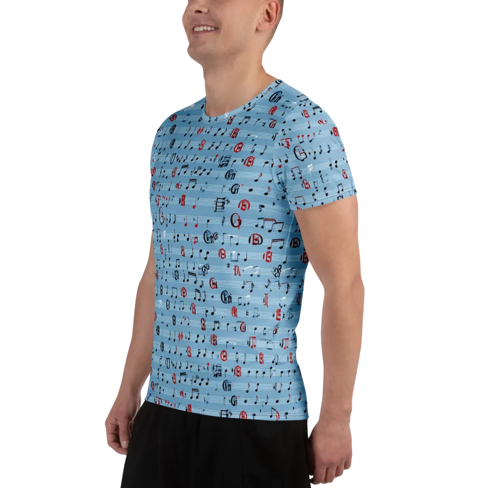 Blue Note Ballet on Men's Athletic T-Shirt — Left