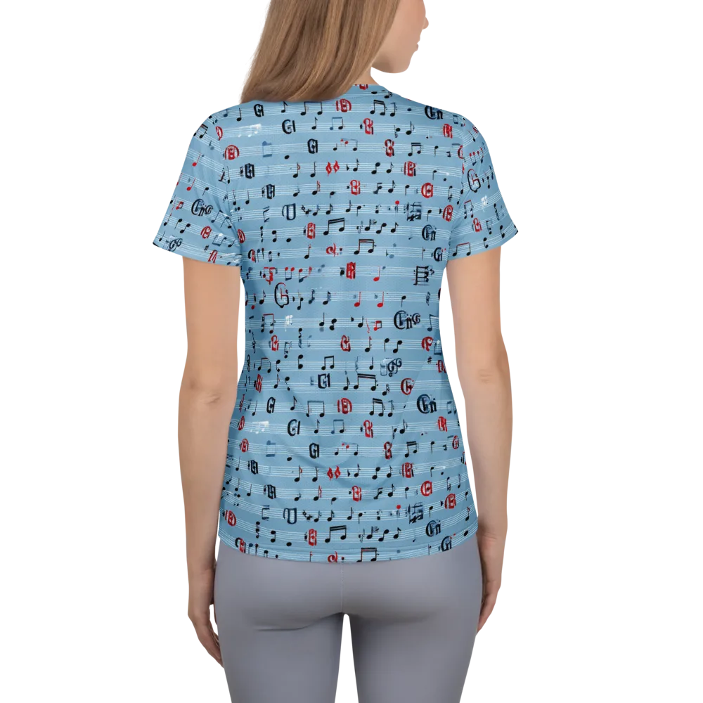 Blue Note Ballet on Women's Athletic T-Shirt — Back
