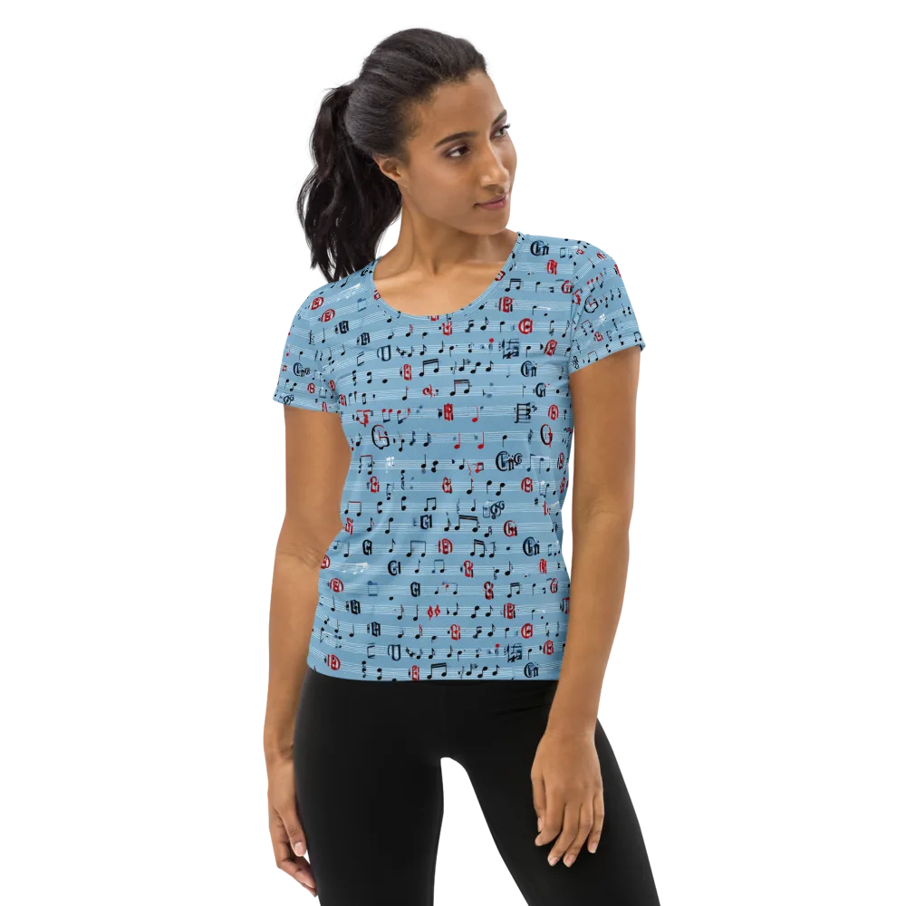 Blue Note Ballet on Women's Athletic T-Shirt — Front