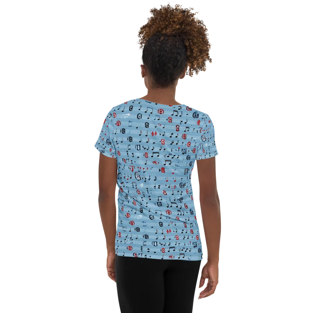 Blue Note Ballet on Women's Athletic T-Shirt — Back