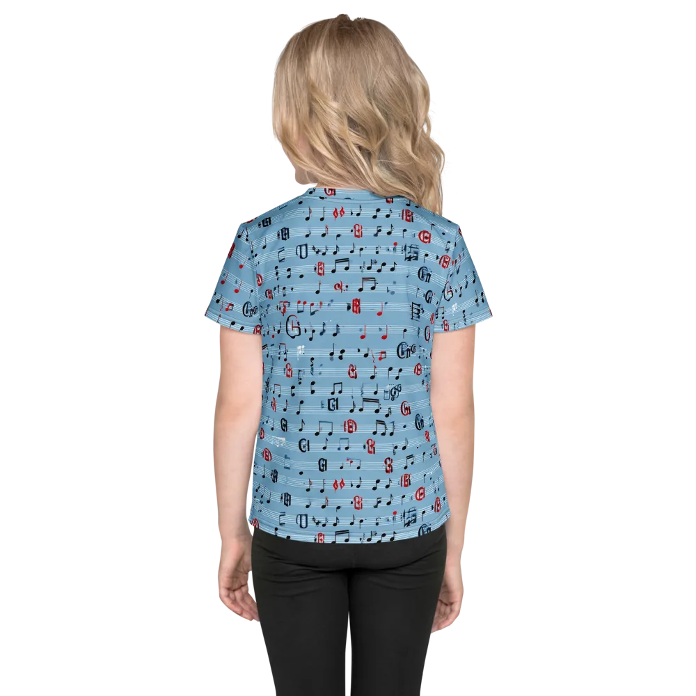 Blue Note Ballet on Kids Crew Neck T-Shirt — Back