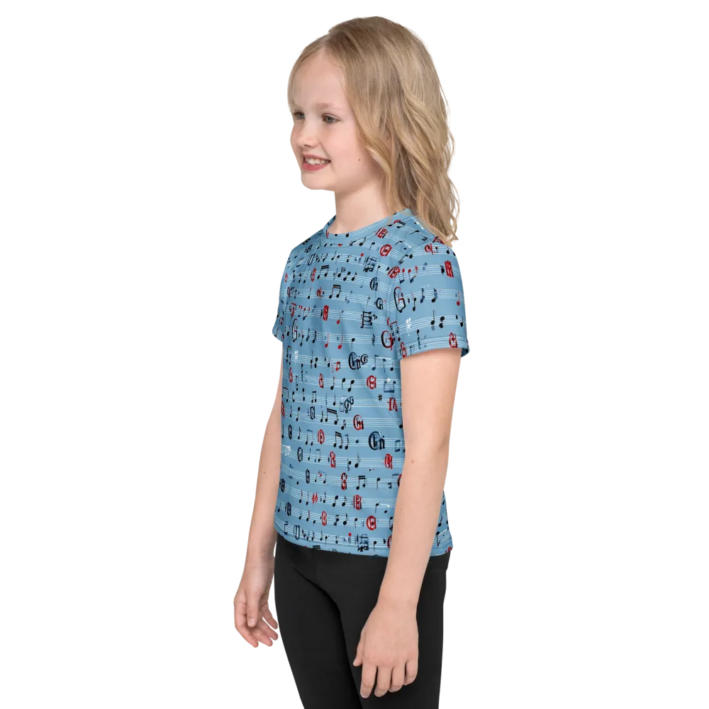 Blue Note Ballet on Kids Crew Neck T-Shirt — Left