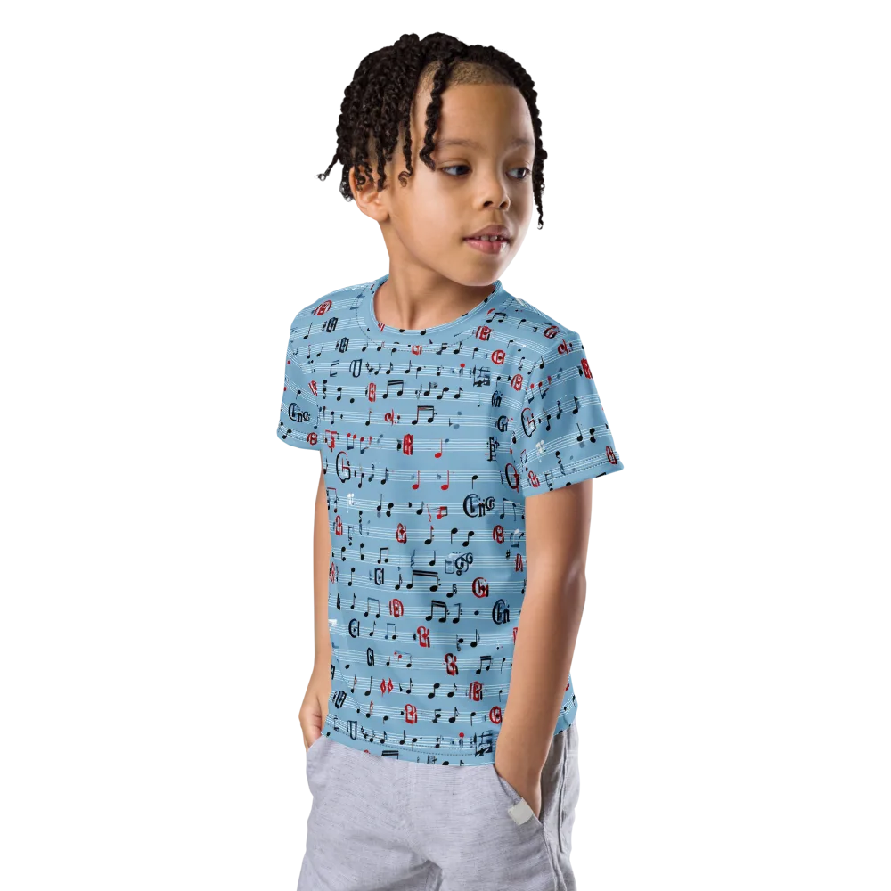 Blue Note Ballet on Kids Crew Neck T-Shirt — Left Front