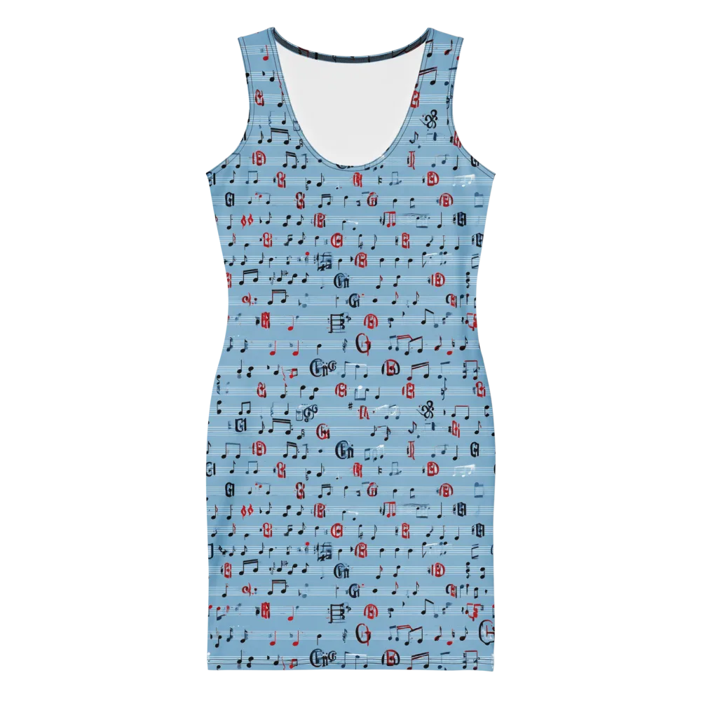 Blue Note Ballet on Bodycon Dress — Front
