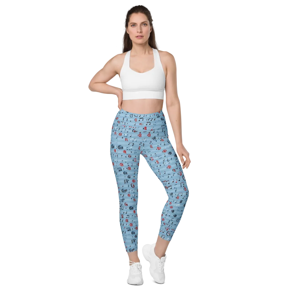 Blue Note Ballet on Leggings with Pockets — Front