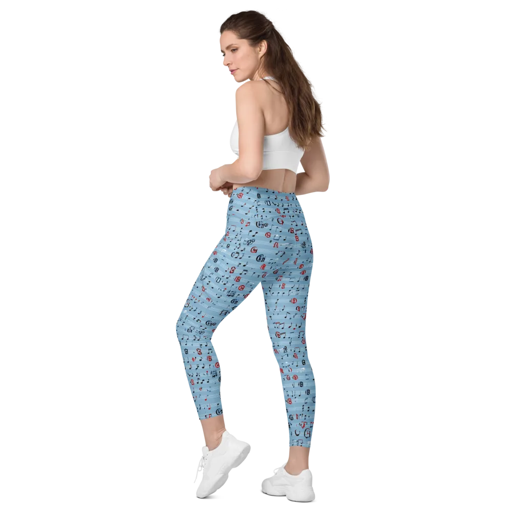 Blue Note Ballet on Leggings with Pockets — Left Back
