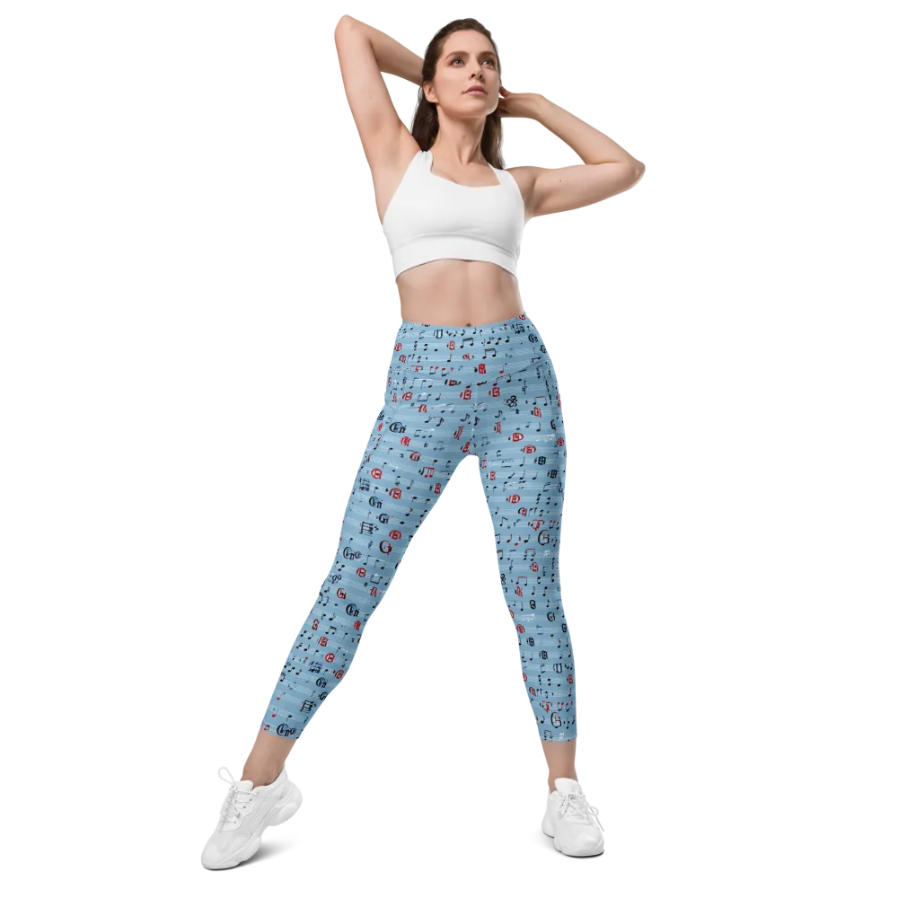 Blue Note Ballet on Leggings with Pockets — Front