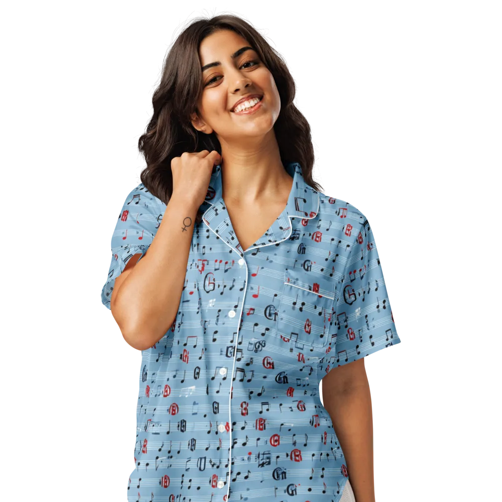 Blue Note Ballet on Women's Short Sleeve Pajama Top — Front