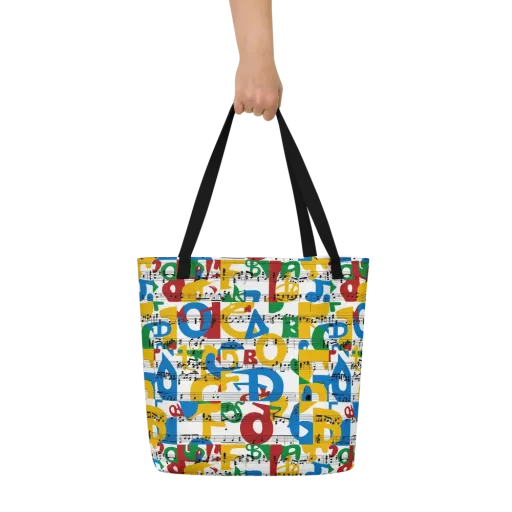 Chromatic Crescendo on a Large Tote Bag W/ Pocket