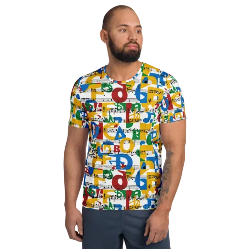 Chromatic Crescendo on a Men's Athletic T-Shirt